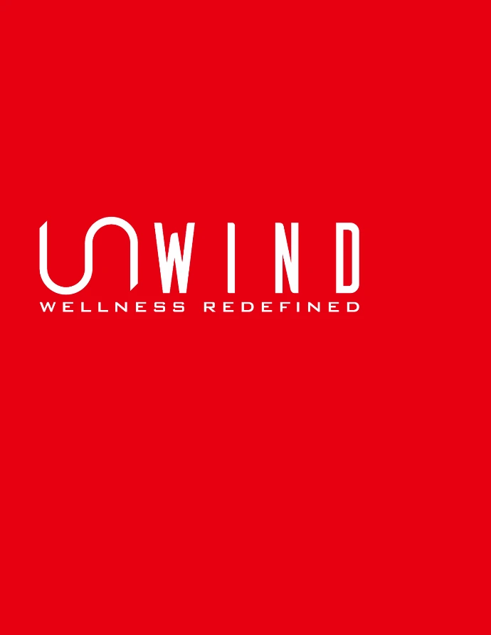 clinical red light therapy in mesa az represented by the full unwind wellness logo on a red background